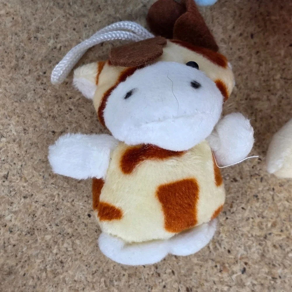 Cute Mini Plush Animal Keychain Toy Set Dog Bear Giraffe Elephant‎ Hippo Tiger